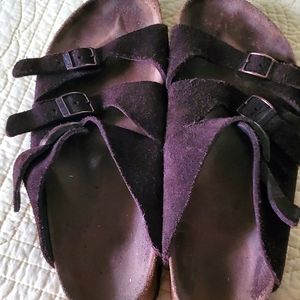 3 buckle suede Birkenstocks in Brown
